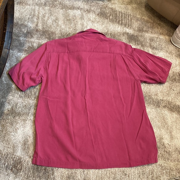 Tommy Bahama Dark Rose Button Down Silk Shirt Size Medium - Picture 11 of 14